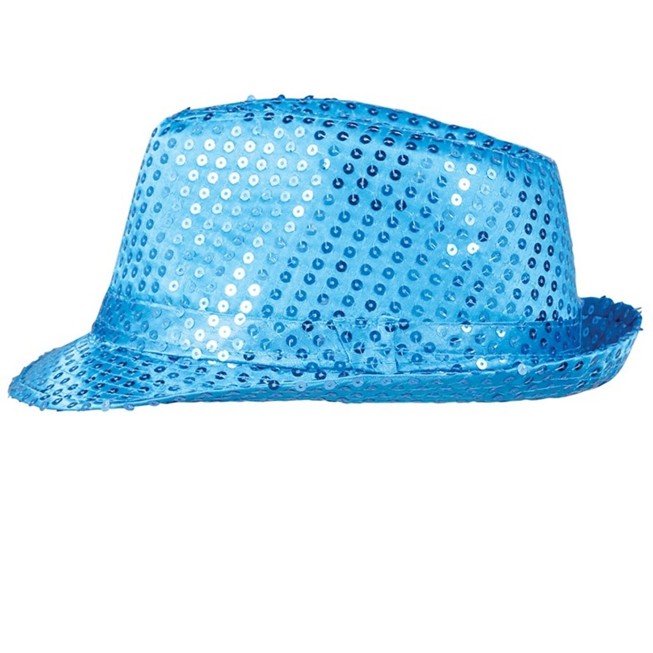 Chapeau de Gangster à Paillettes Bleu Clair Éco