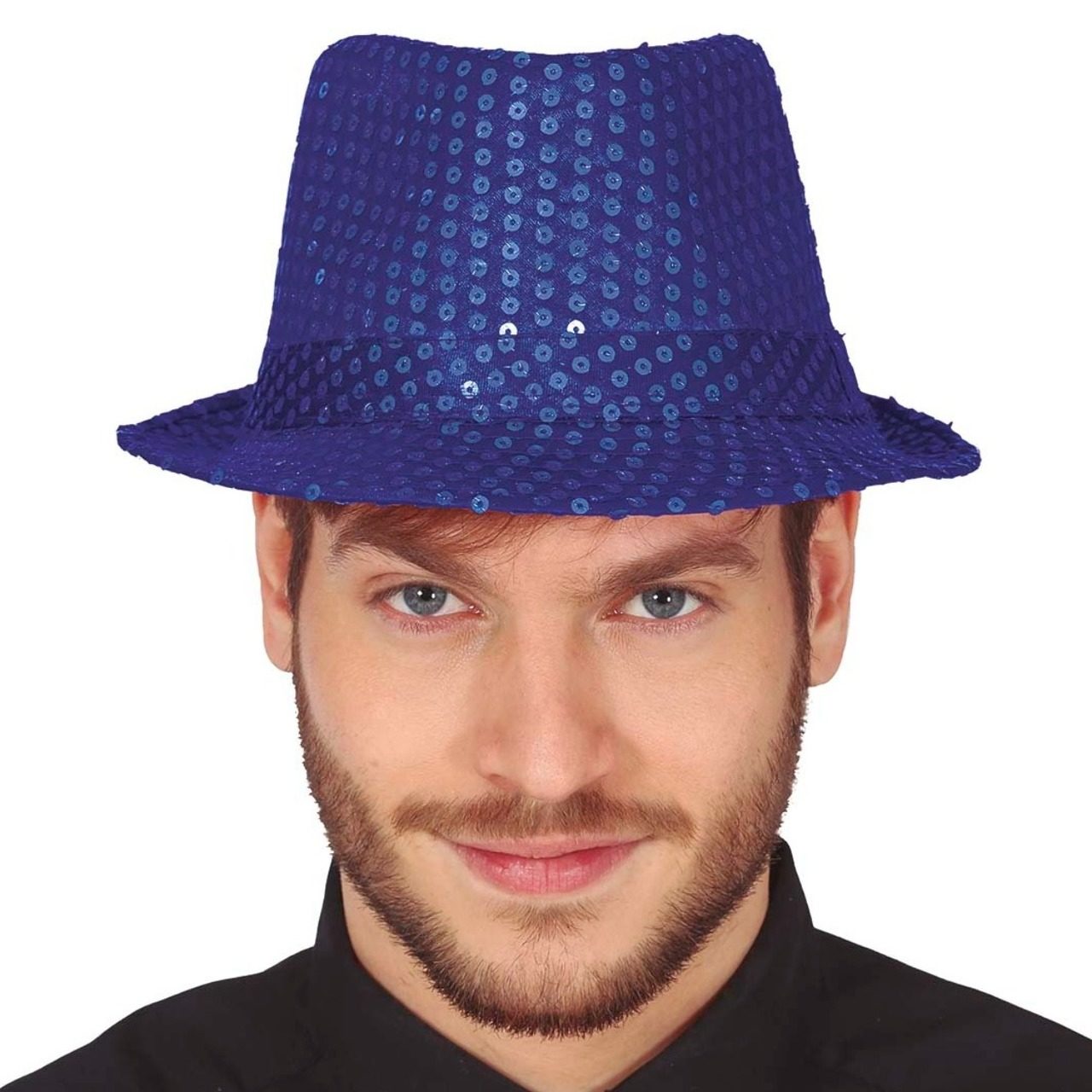 Chapeau de Gangster à Paillettes Bleues Éco