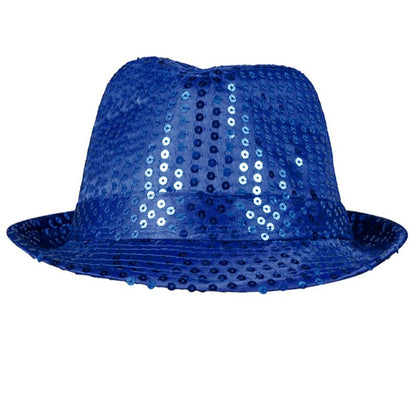 Chapeau de Gangster à Paillettes Bleues Éco