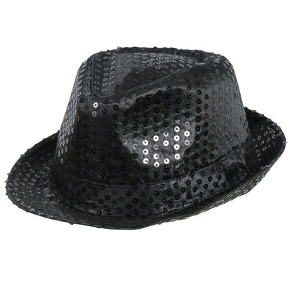 Chapeau de Gangster à Paillettes Noires Éco