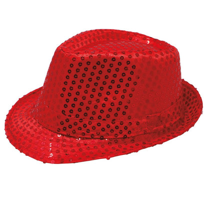 Chapeau de Gangster à Paillettes Rouges Éco