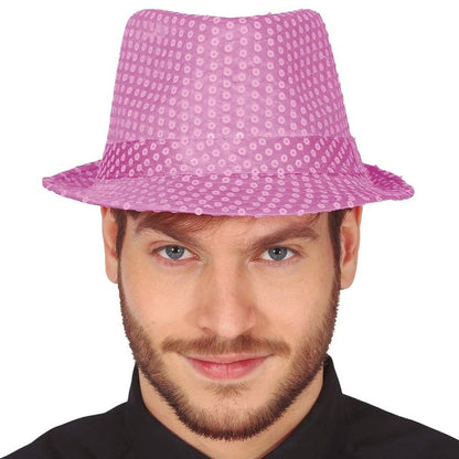 Chapeau de Gangster à Paillettes Roses Éco