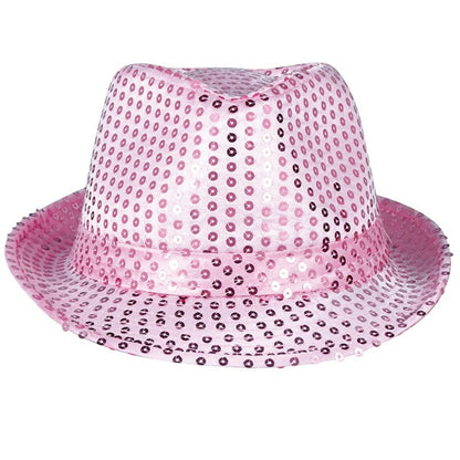 Chapeau de Gangster à Paillettes Roses Éco