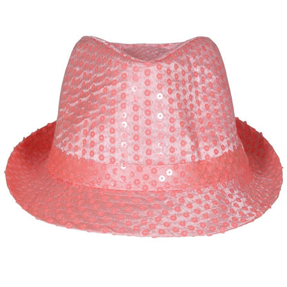 Chapeau de Gangster à Paillettes Roses Éco