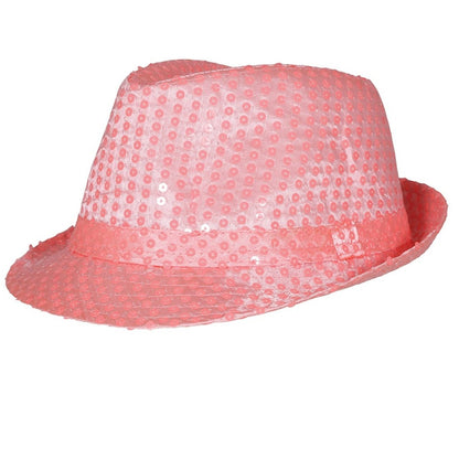 Chapeau de Gangster à Paillettes Roses Éco