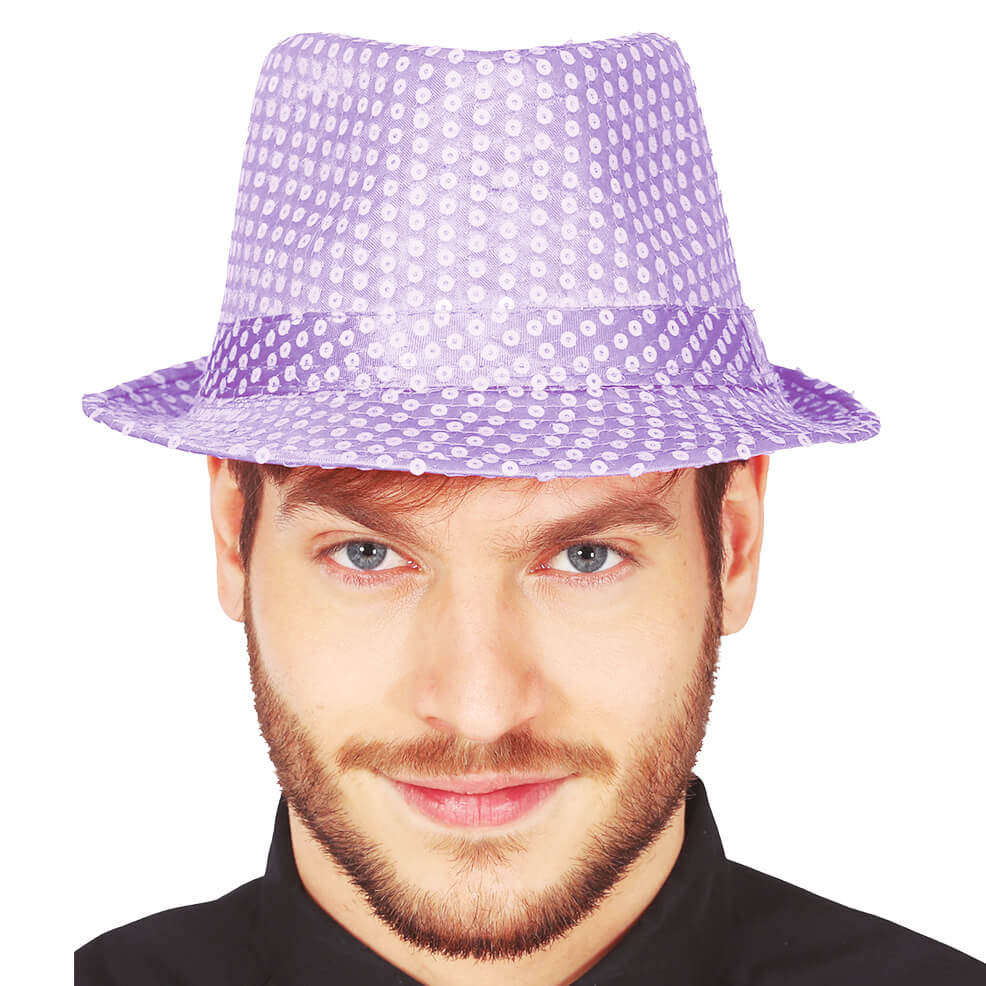 Chapeau de Gangster à Paillettes Roses Éco