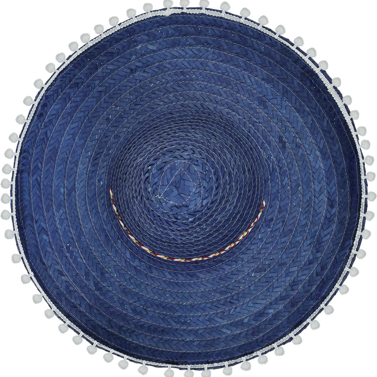 Chapeau Mexicain Bleu avec Pompons