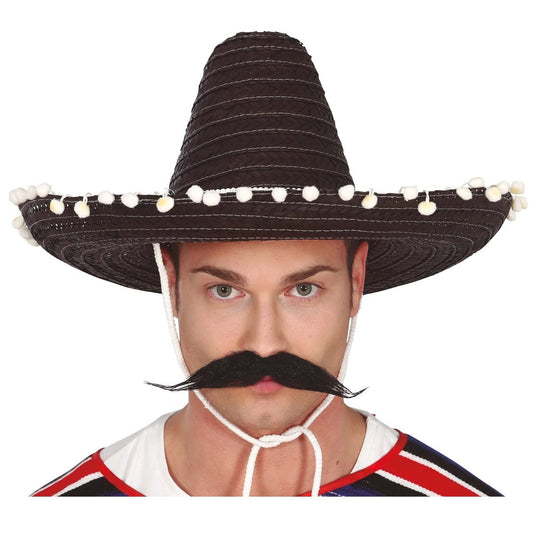 Chapeau Mexicain Fuchsia Pompons