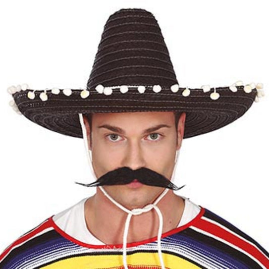 Chapeau Mexicain Fuchsia Pompons