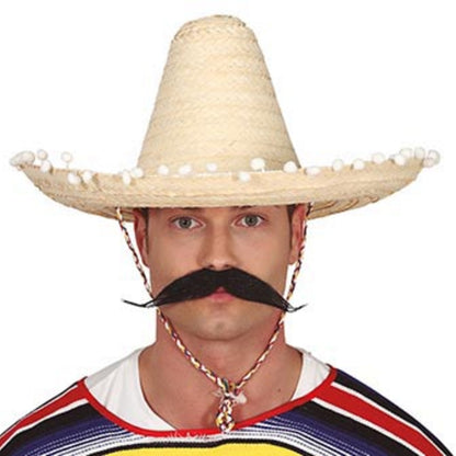 Chapeau Mexicain Noir à Pompons