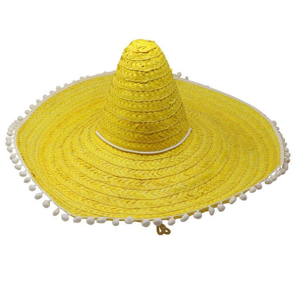 Grand Chapeau de Paille Mexicain Jaune