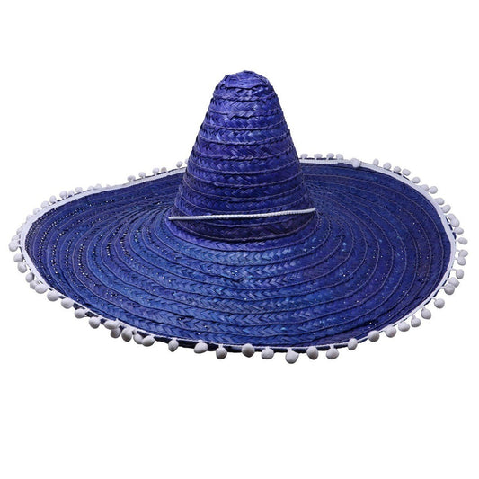 Grand Chapeau de Paille Mexicain Bleu