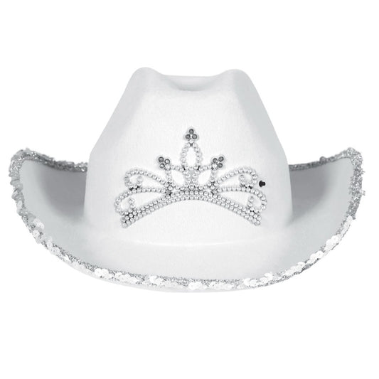 Chapeau Cow-Girl Blanc Couronne