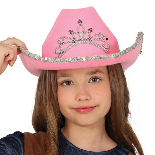 Chapeau de cowgirl couronne rose pour enfants