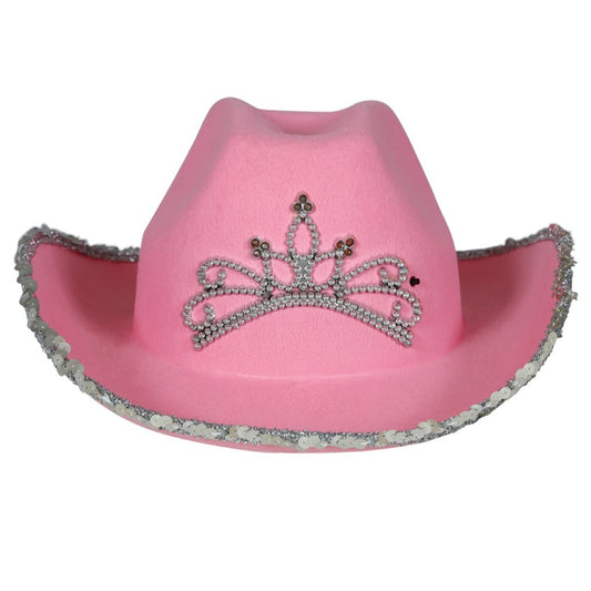 Chapeau de cowgirl couronne rose pour enfants