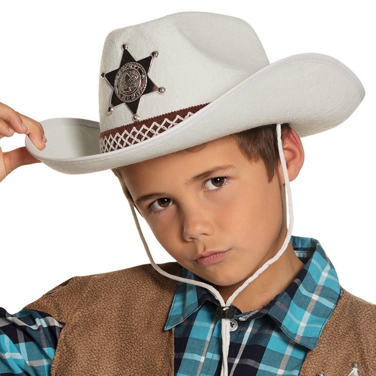 Chapeau de Cowboy Shérif Blanc pour enfants