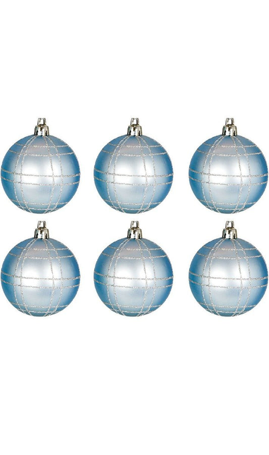 6 Boules Noël Bleues Décorées
