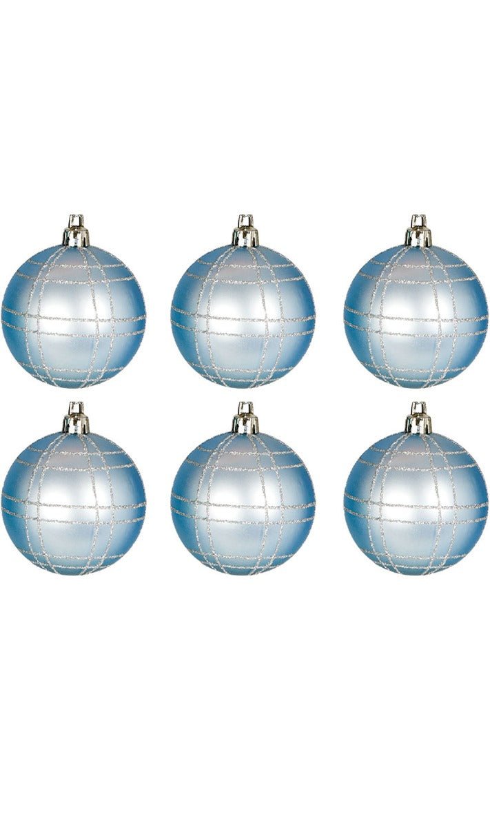 6 Boules Noël Bleues Décorées