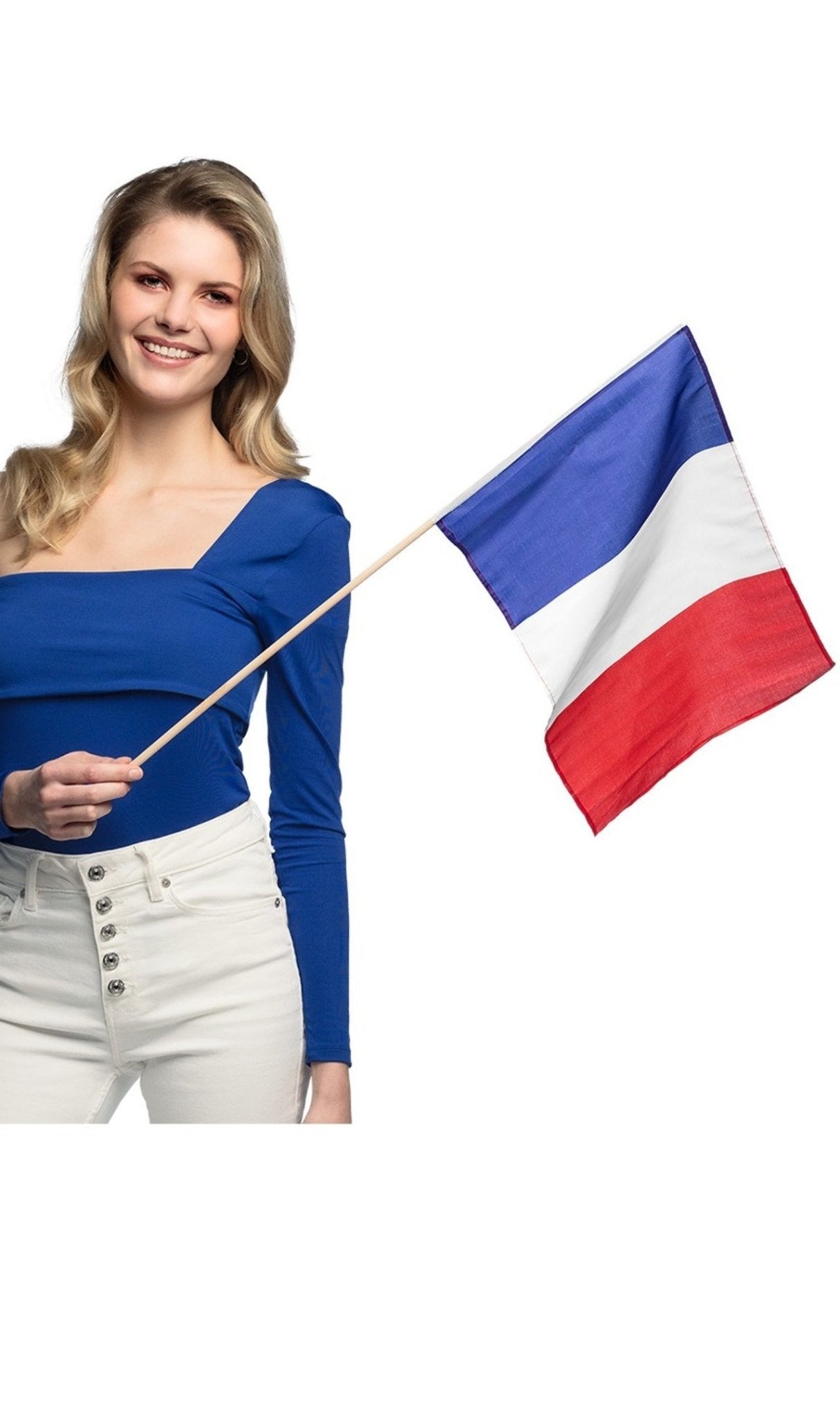 Drapeau de France avec bâton