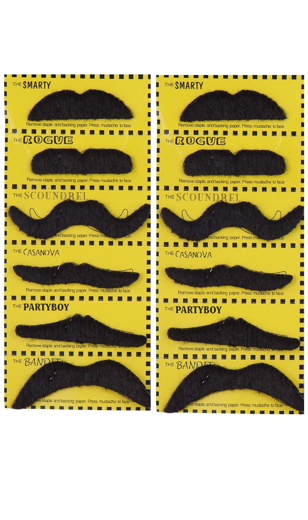 Pack de 12 Moustaches Noires