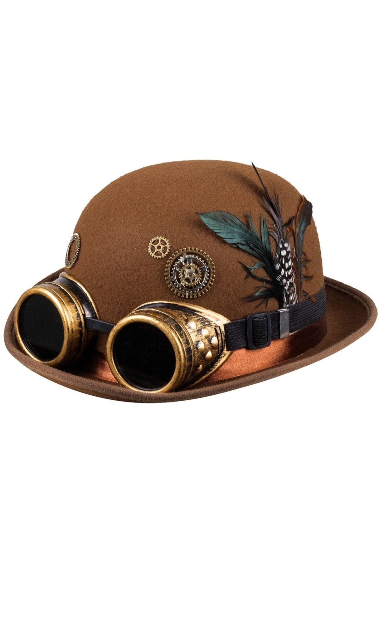 Chapeau melon steampunk avec lunettes