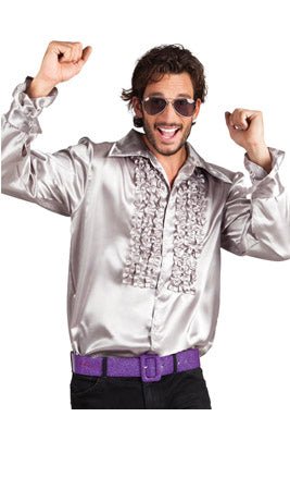 Camisa Disco Plateada Adulto I Don Disfraz