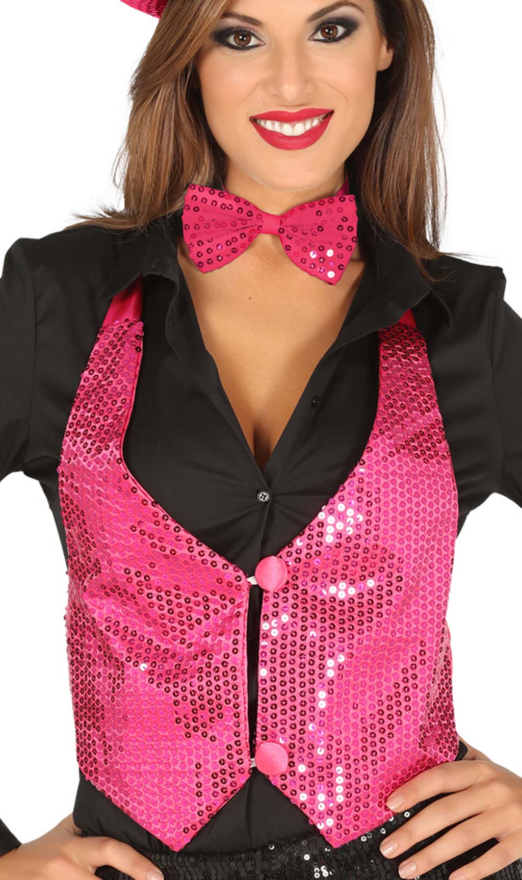 Gilet Paillettes Fuchsia femme