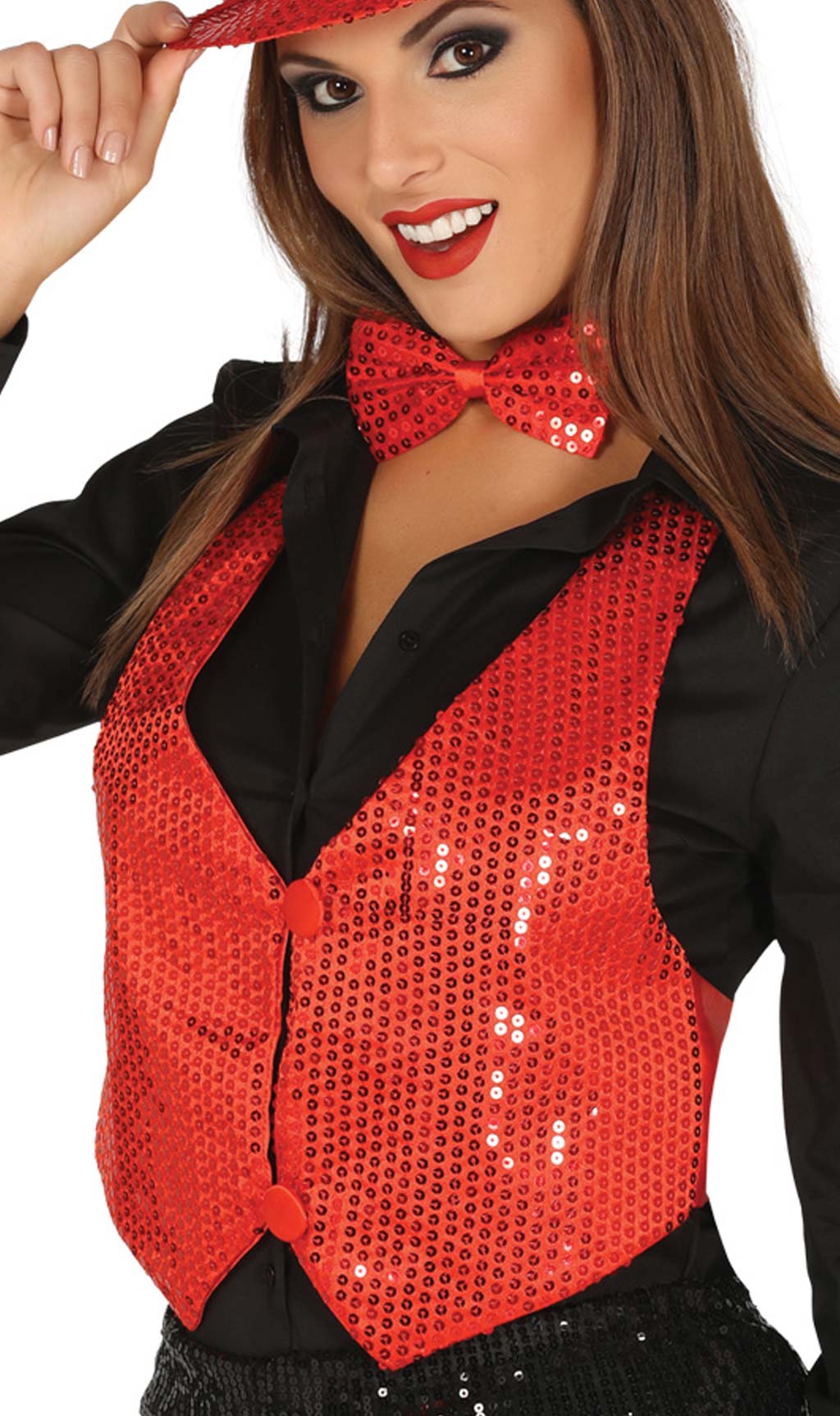 Gilet Paillettes Rouge femme