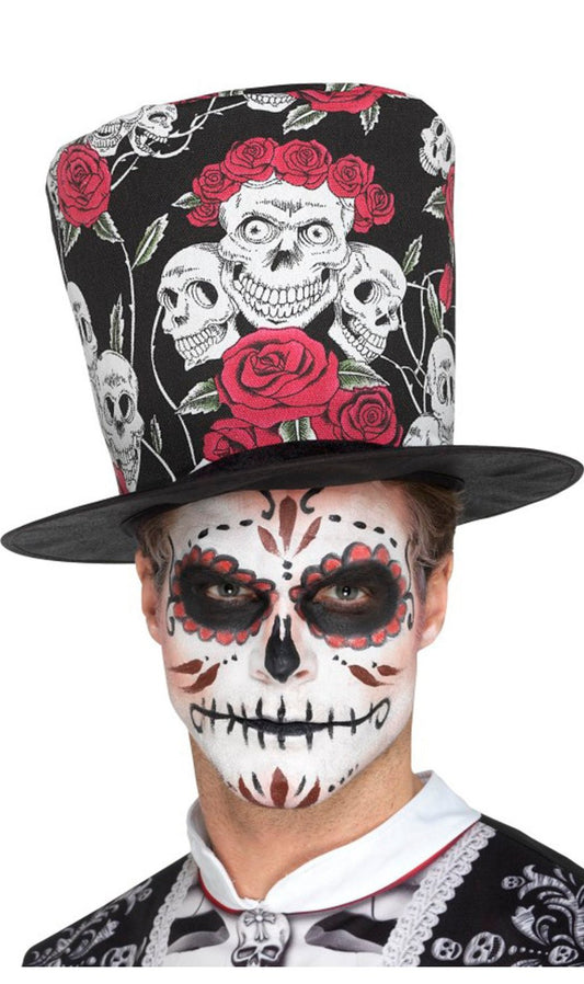 Chapeau Haute de Forme Catrina Têtes de Mort