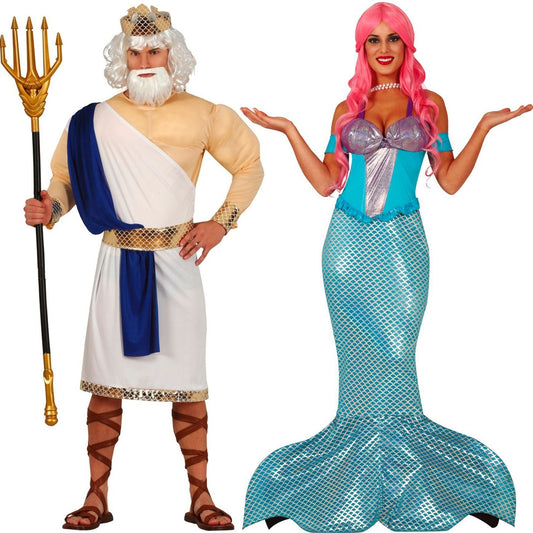 Disfraces en pareja de Sirenita y Poseidón