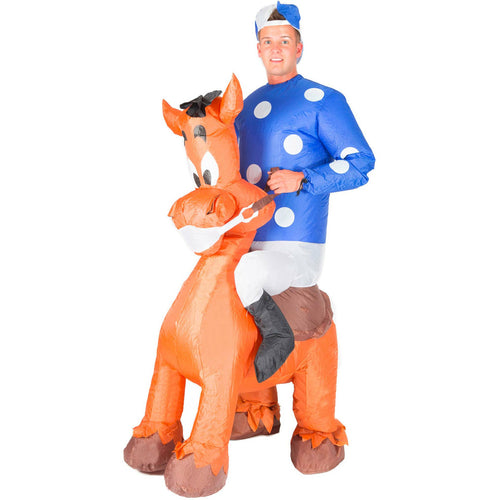 Costume Cheval Gonflable Adulte 150-190cm - Déguisement Poney Drôle Halloween Carnaval Fêtes
