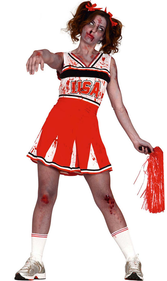 Déguisement de pom-pom girl diable d'Halloween pour femme - Robe de pom-pom  girl rouge, pompons rouges et chaussettes de sport blanches et rouges 