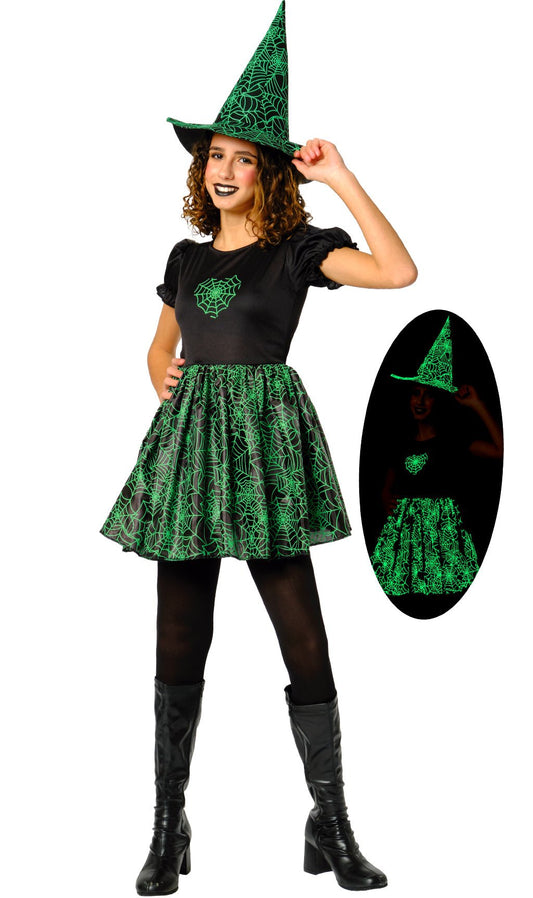 Disfraz de Bruja Spider Verde para niña I Don Disfraz
