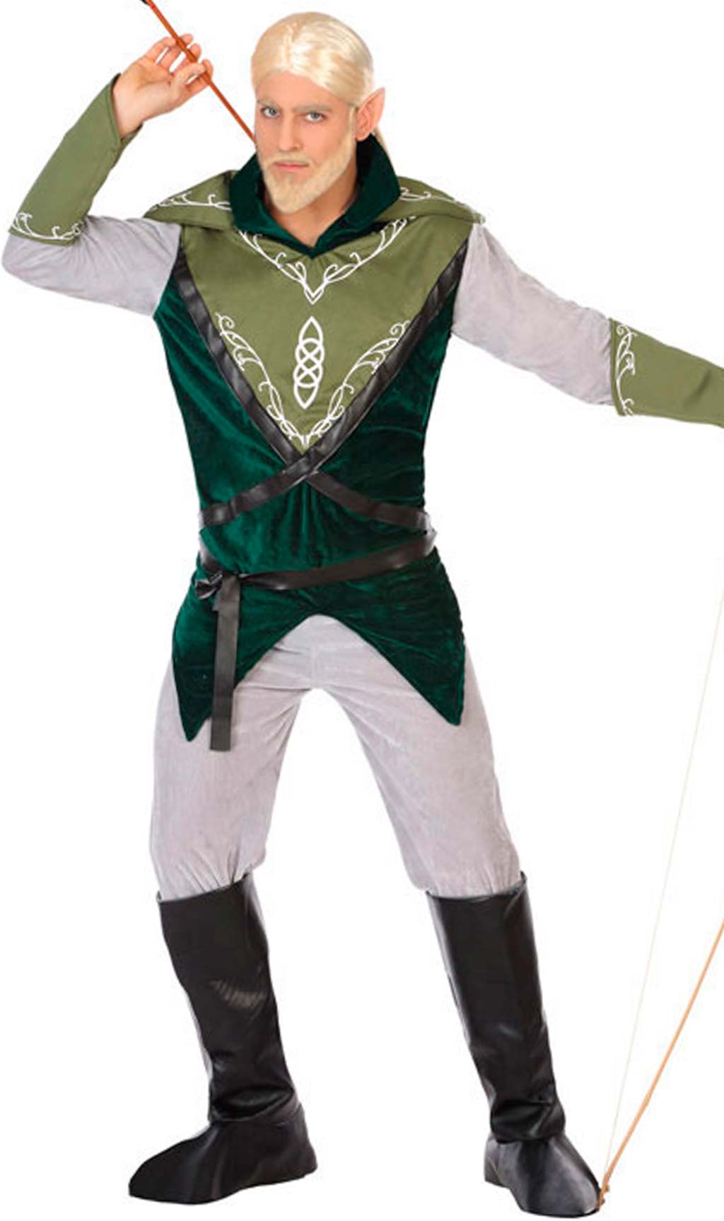 Costume D'elfe De Noël Pour Homme - Pull, Pantalon, Ceinture, Couvre-bottes Et Bonnet Pointu - Taille Unique (M)