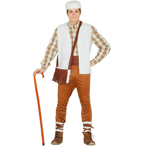 Costume de berger, bâton de berger en bois doré comme canne à Costume de berger, bâton de berger en bois doré comme canne à