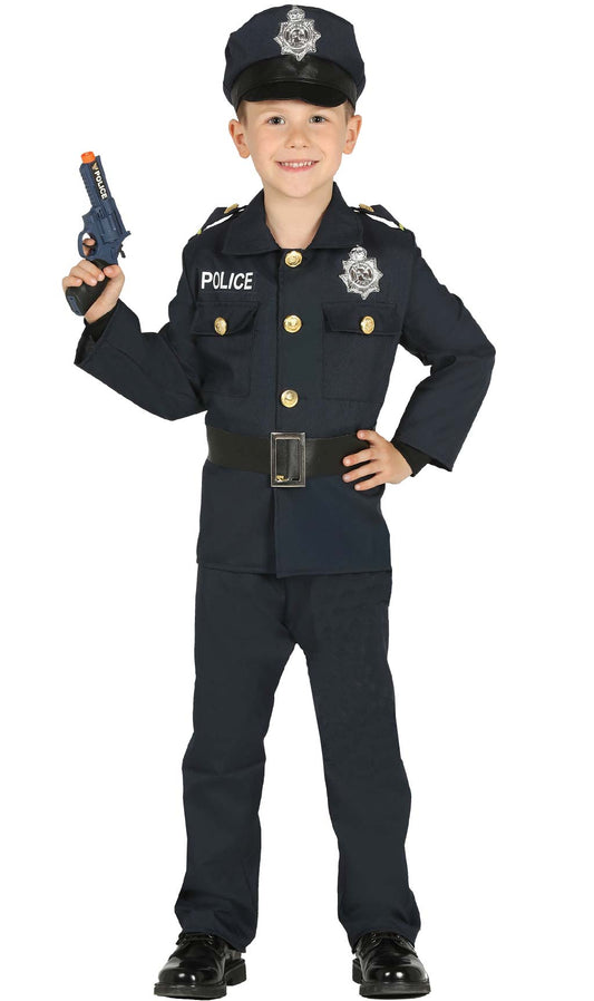 Déguisement Policière bleu et noir, fille - deguiz-fêtes