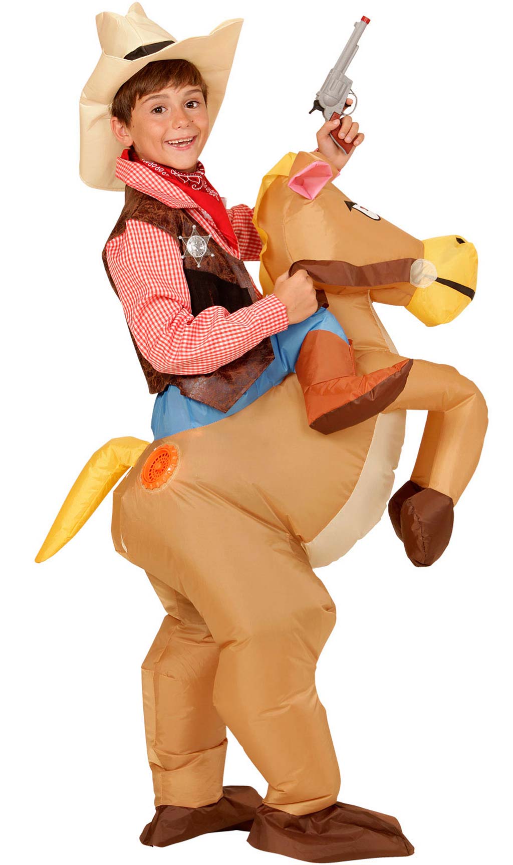 Disfraz de Vaquero con Caballo Hinchable infantil I Don Disfraz