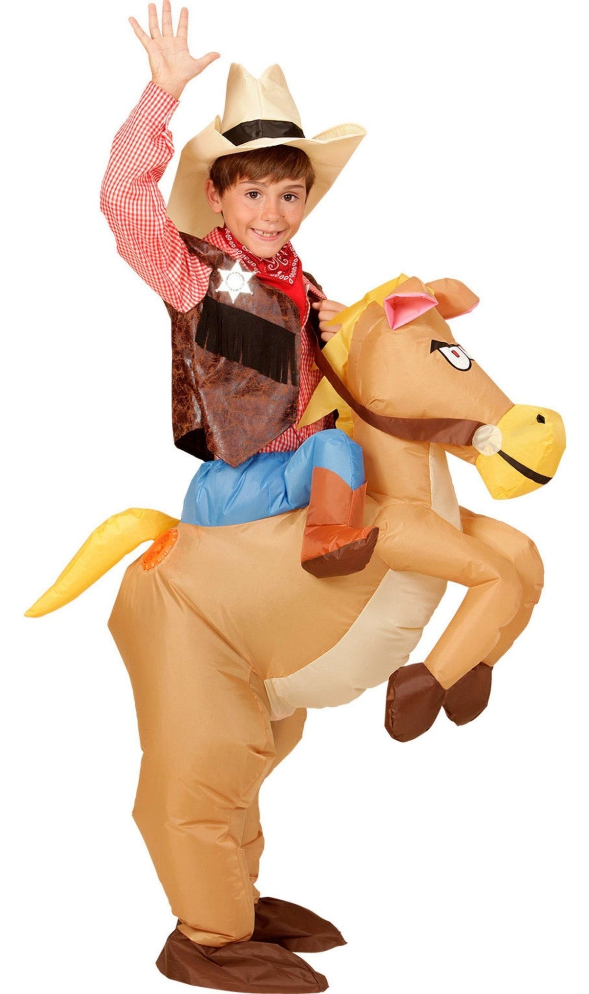 Disfraz de Vaquero con Caballo Hinchable infantil I Don Disfraz