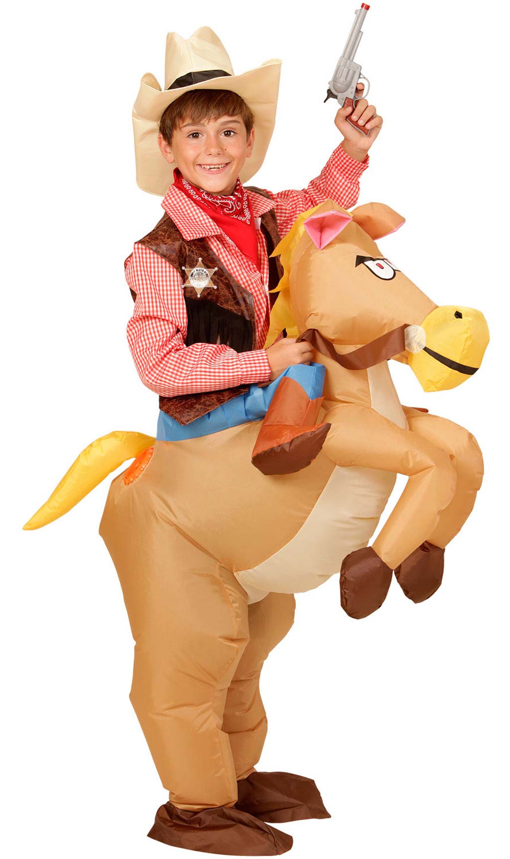 Disfraz de Vaquero con Caballo Hinchable infantil I Don Disfraz