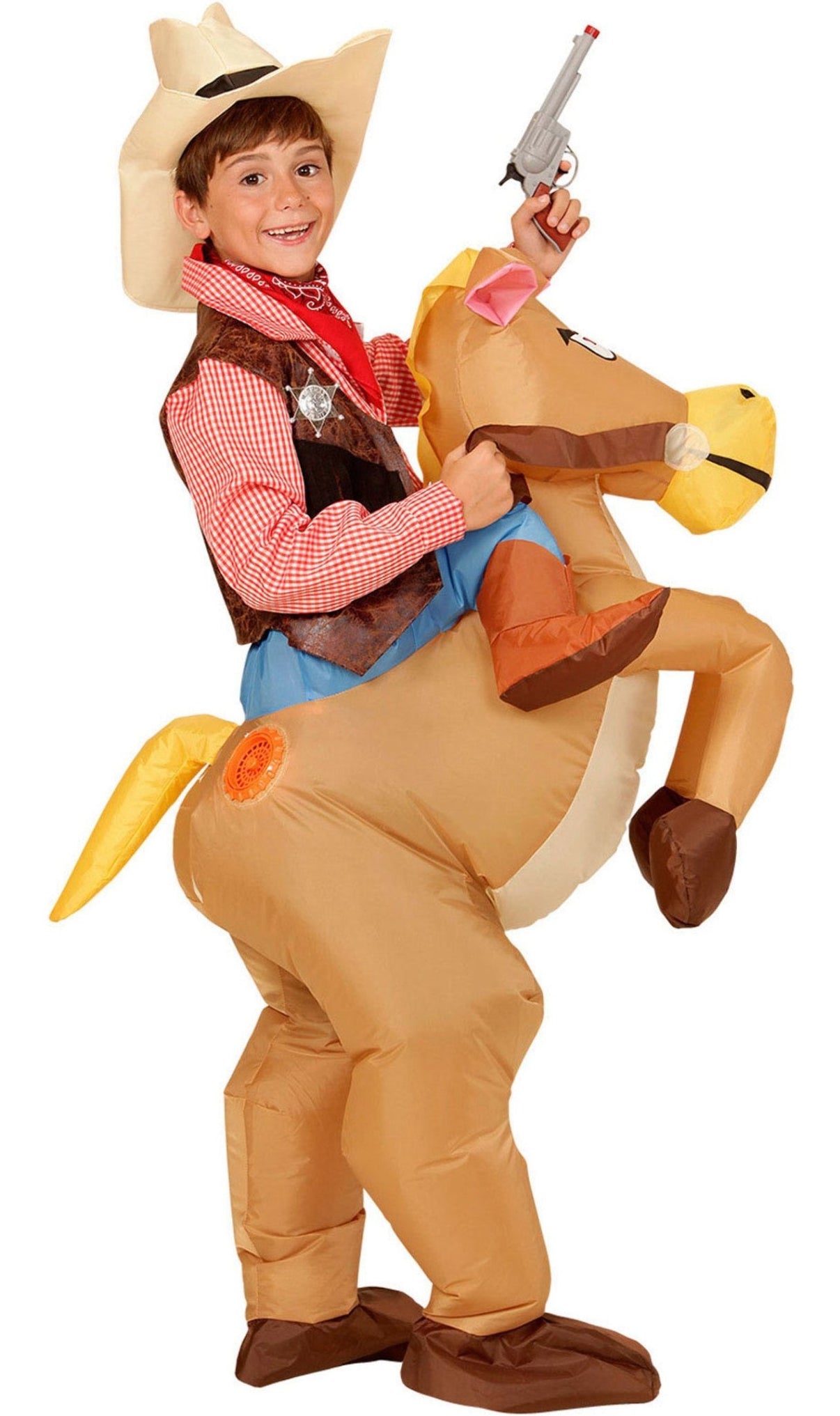 Disfraz de Vaquero con Caballo Hinchable infantil I Don Disfraz