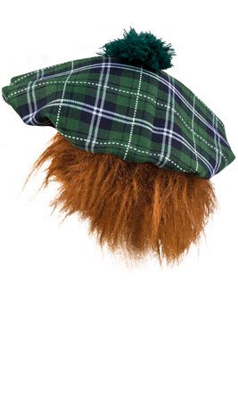 Chapeau Écossais Vert avec Cheveux