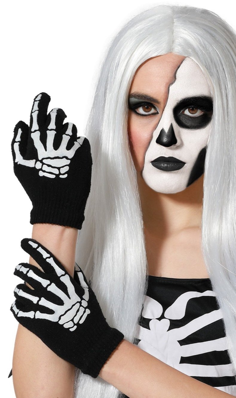 Gants Fluorescents Femme Homme D'os D'halloween Squelette Gants Fluorescents Femme Homme D'os D'halloween Squelette