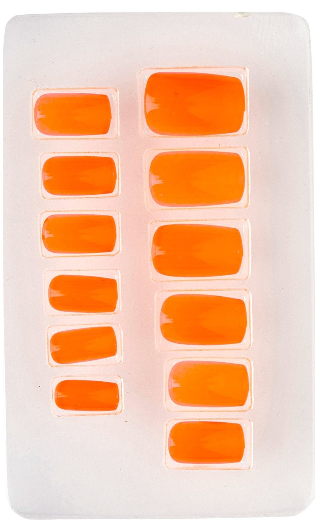 Kit 12 Faux Ongles Orange Fluorescent