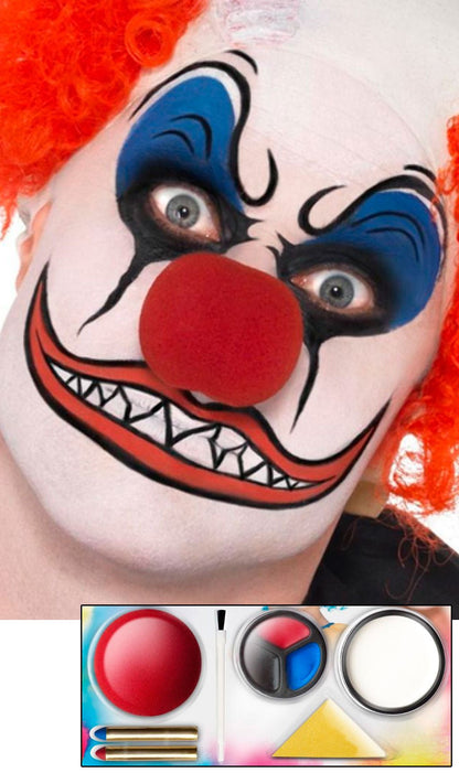 Trousse de maquillage de clown avec éponge et crayon, multicolore, taille  unique, paq. 4, accessoires de costume pour l'Halloween