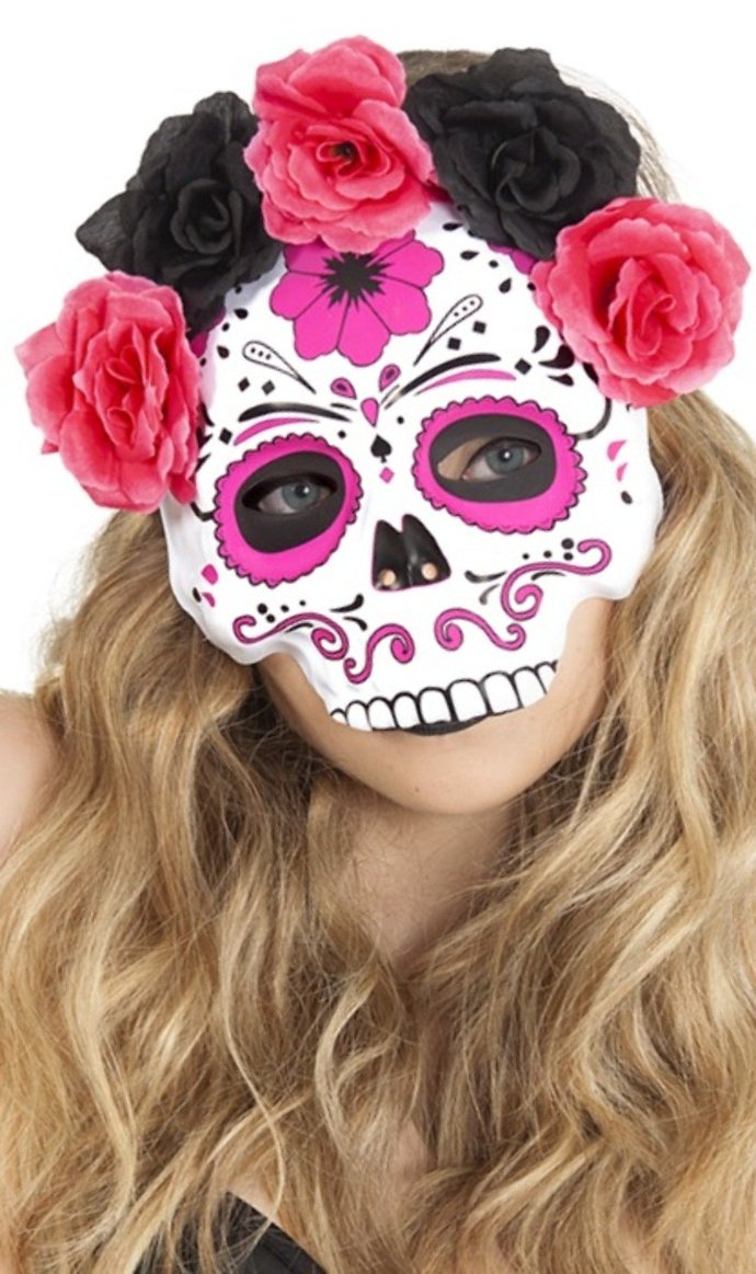 Masque de Catrina Fleurs Roses