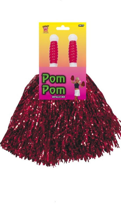 Pack 2 Pompons Rouge Métallisé