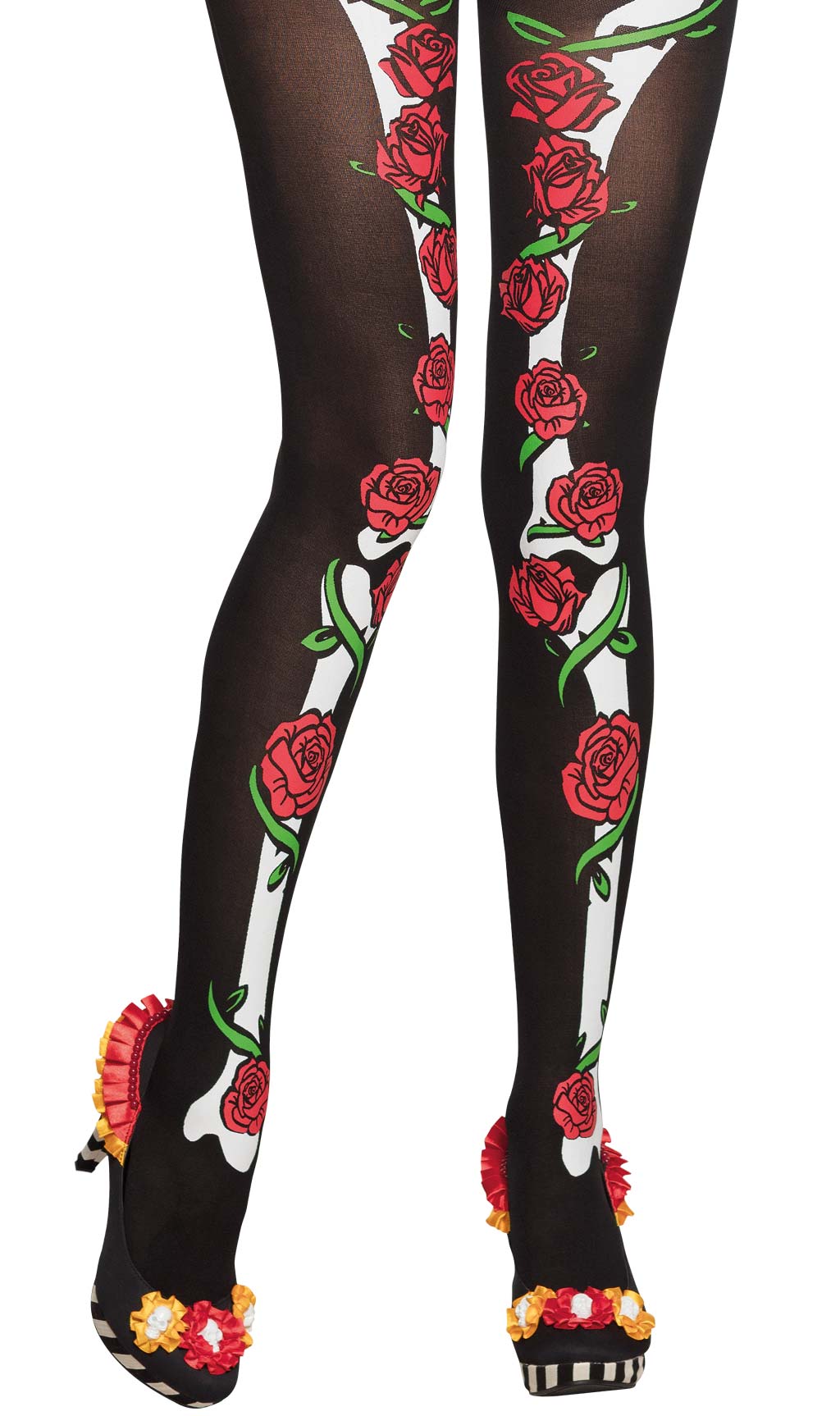 Collants de Squelette avec des Roses