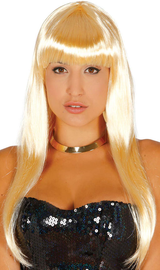 Perruque Longue Frange Blonde