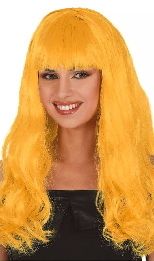 Perruque Jaune Cheveux Longs avec Frange