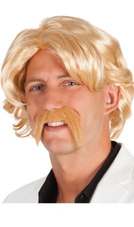 Perruque et moustache Frimeur Blonde
